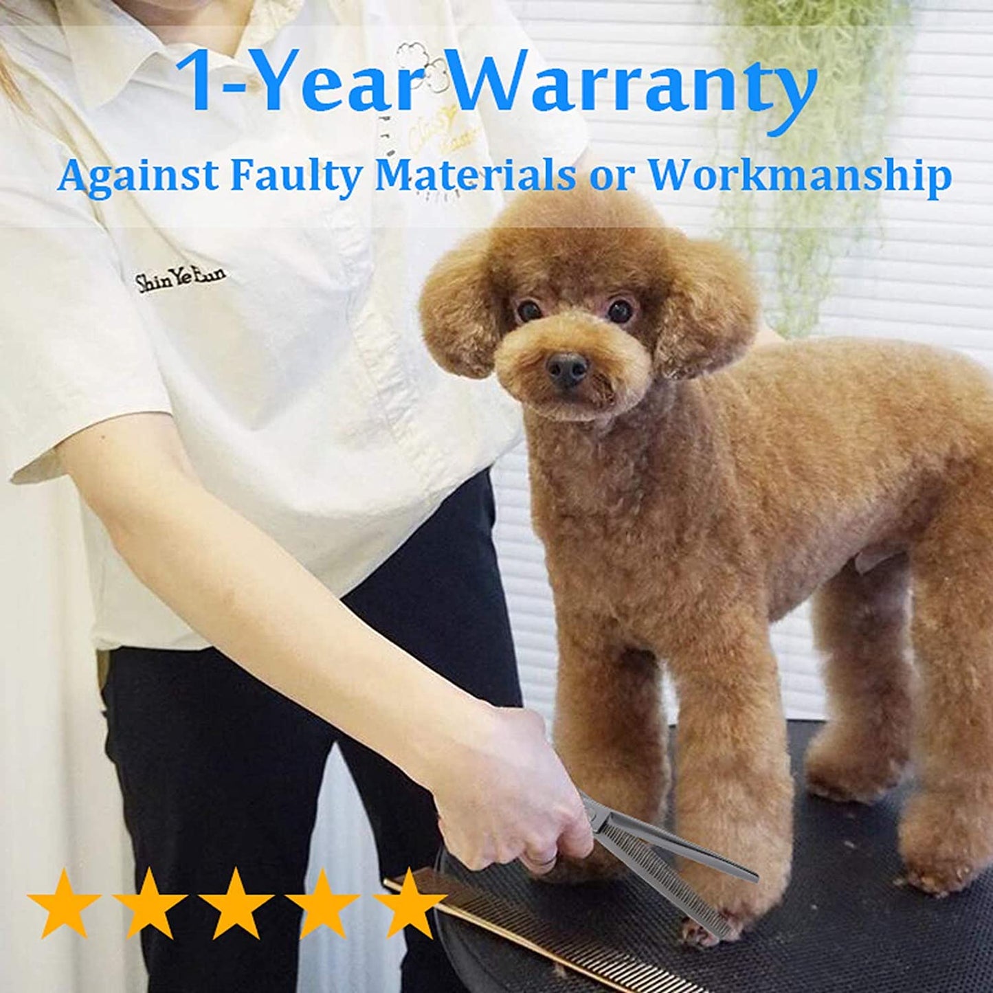 7" 50 Teeth Thinning Dog Grooming Blending Scissor, Ergonomic Pet Grooming Thinner Blender Shears Cat Trimming Texturizing Kit with Offset Handle and a Jewelled Screw 30% Thinning Rate Christmas